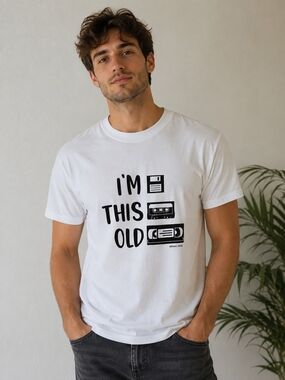 Mens White Graphic Tee - "I'm This Old"